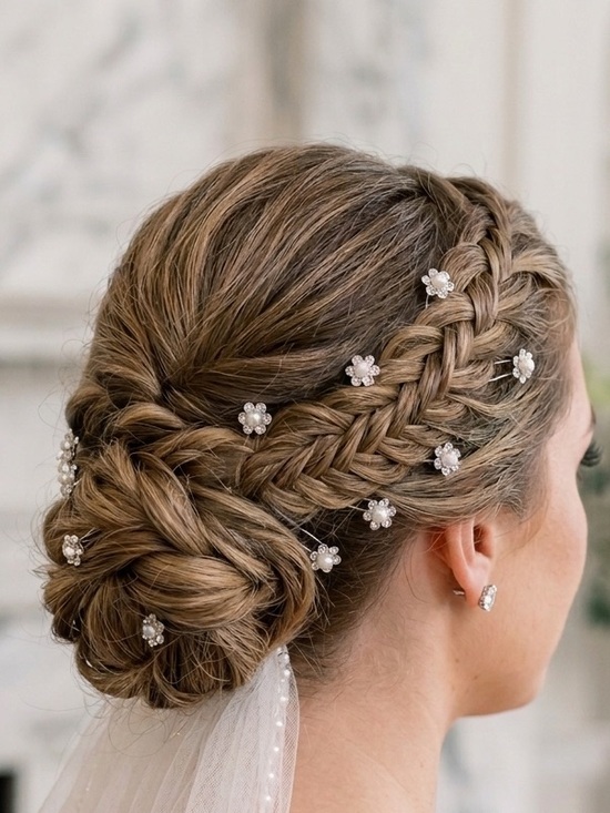 Accessories - Silver Floral and Pearl Bridal Hair Pins - Set of Decorative pins